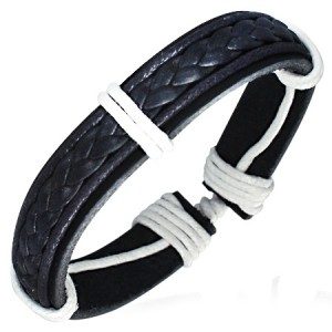 Læderarmbånd med hvide detaljer
